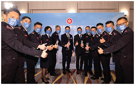 Winning teams from the Hong Kong Fire Services Department.