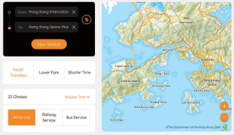 旅遊事務署的「遊香港」網站採用地政總署的「地圖應用程式介面」服務。