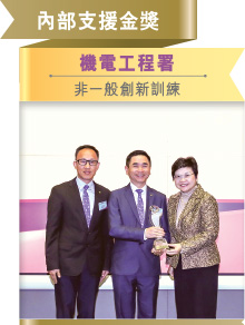 公務員敍用委員會主席劉吳惠蘭女士（右一）頒獎予得獎隊伍代表。