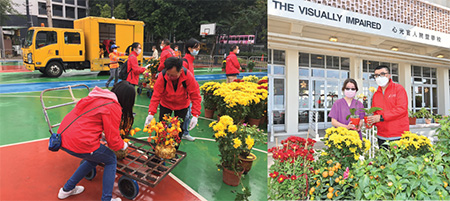 Volunteer team of FEHD delivered the flowers and potted plants collected to residential care homes.