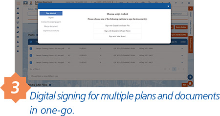 3 Digital signing for multiple plans and documents in one-go.