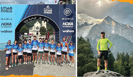 Mr Chan (second right) led students to participate in the Ultra-Trail du Mont-Blanc (UTMB) held in the Alps, covering a total distance of approximately 171 kilometers.