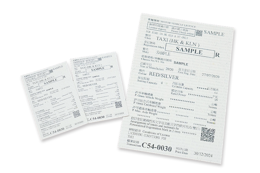 New vehicle licence without expiry date printed.
