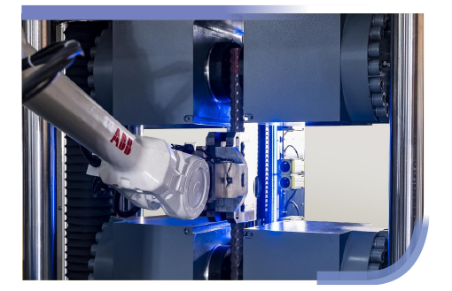 Automated Steel Rebar Testing System is integrated with an optical extensometer, eliminating the need for human-machine interaction during tensile testing.