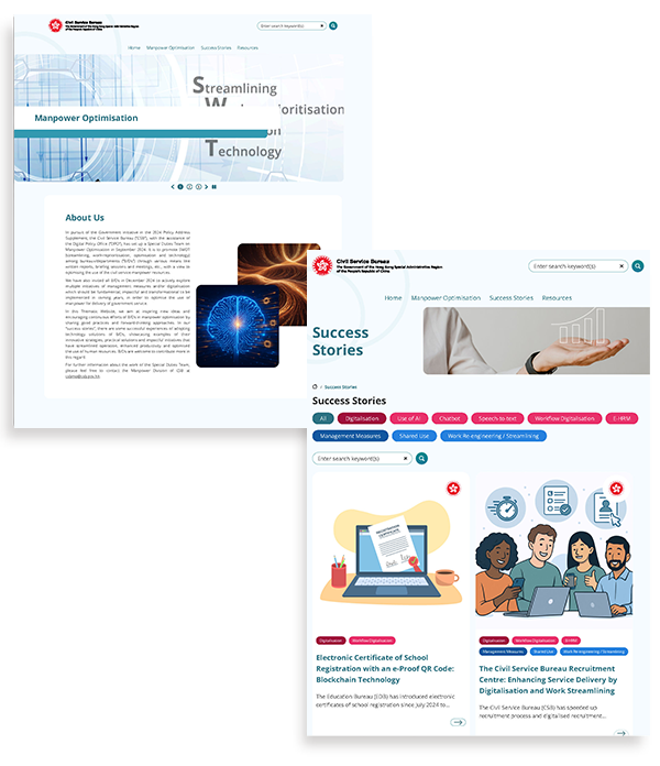 CSB's newly-launched thematic website on Manpower Optimisation showcases successful practices of manpower optimisation in B/Ds.