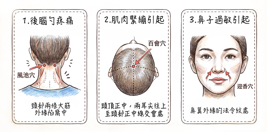 紓緩頭痛的圖解