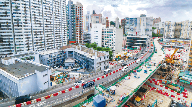 Construction works were conducted in the congested area of Yau Ma Tei