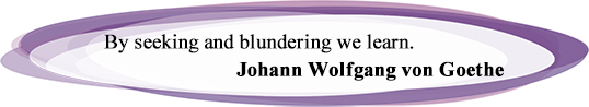By seeking and blundering we learn.
Johann Wolfgang von Goethe