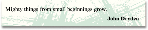 Mighty things from small beginnings grow.
John Dryden