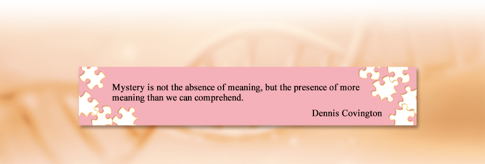 Mystery is not the absence of meaning, but the presence of more meaning than we can comprehend.
Dennis Covington